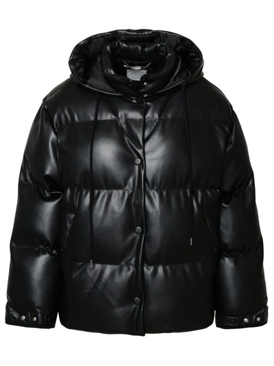 Shop Stella Mccartney Altermat Black Imitation Leather Down Jacket