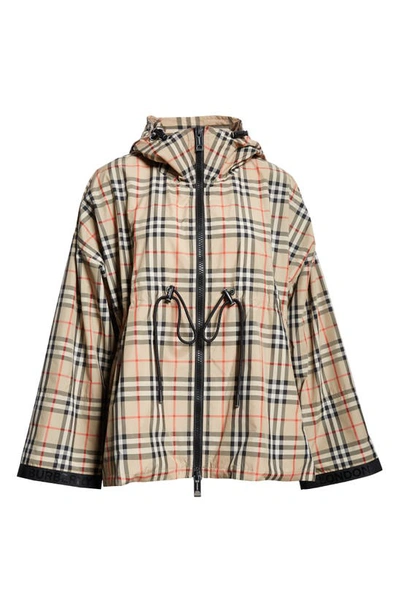 Shop Burberry Bacton Vintage Check Hooded Jacket In Archive Beige Ip Check