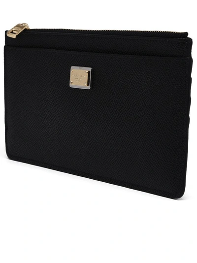 Dolce & Gabbana Black Leather Card Holder In Black