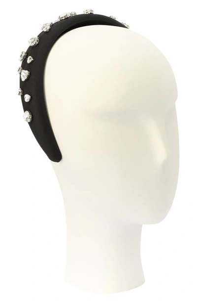 Shop Kate Spade Crystal Embellished Silk Headband In Black