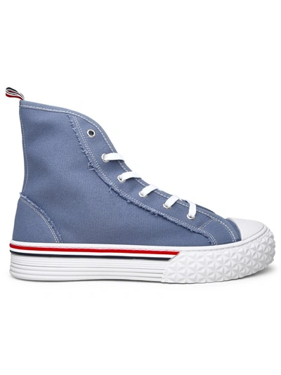 Shop Thom Browne Light Blue Canvas Sneakers