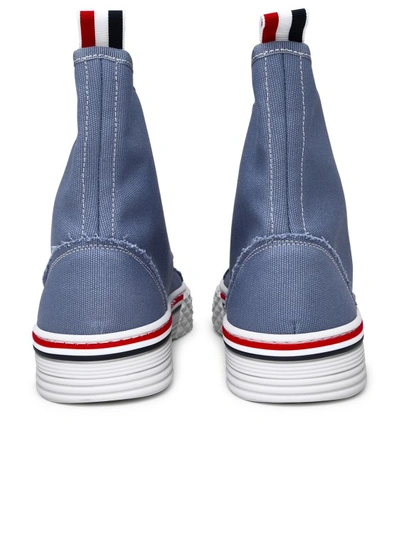 Shop Thom Browne Light Blue Canvas Sneakers