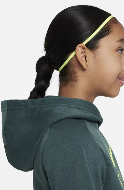 Shop Nike Kids' Thema-fit Basketball Hoodie In Deep Jungle/ Lemon Twist