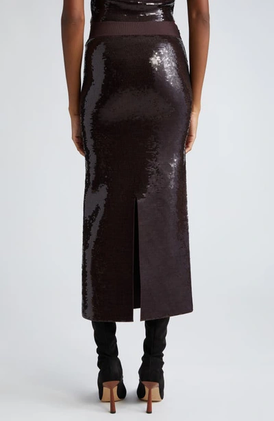 Shop A.l.c Joan Sequin Pencil Skirt In Dark Brown