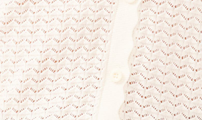 Shop Cece Pointelle V-neck Cotton Blend Cardigan In Antique White