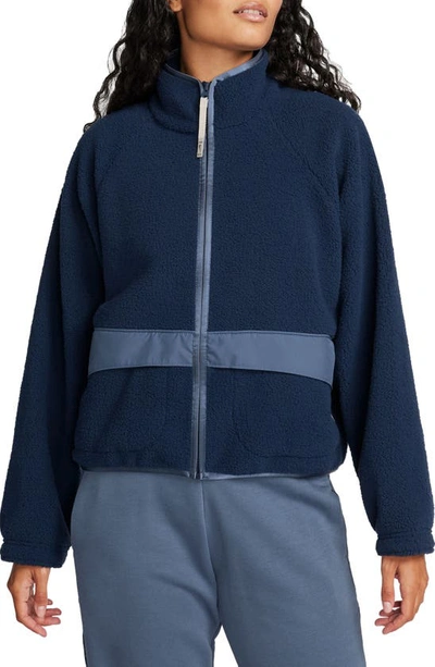 Shop Nike Sportswear High Pile Fleece Jacket In Midnight Navy/ Diffused Blue