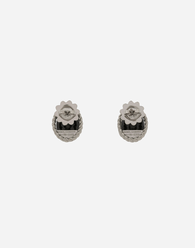 Shop Dolce & Gabbana Anna Earrings In White Gold 18kt And Black Spinels