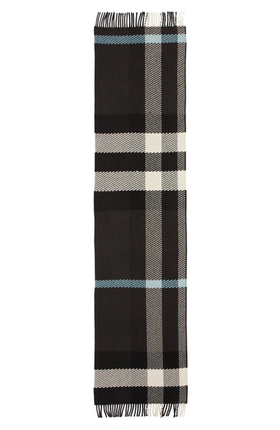 Shop Burberry Jumbo Check Fringe Wool Scarf In Otter