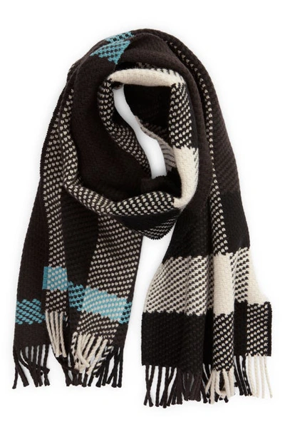 Shop Burberry Jumbo Check Fringe Wool Scarf In Otter