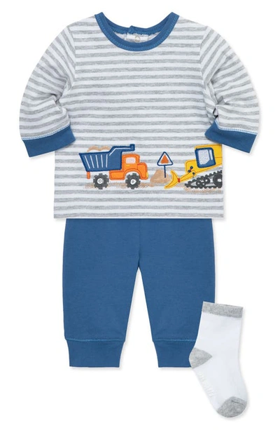Shop Little Me Kids' Trucks Top, Joggers & Crew Socks Set In Blue
