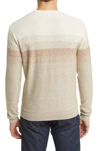 Shop Peter Millar Dégradé Stripe Wool & Linen Crewneck Sweater In Sandstone