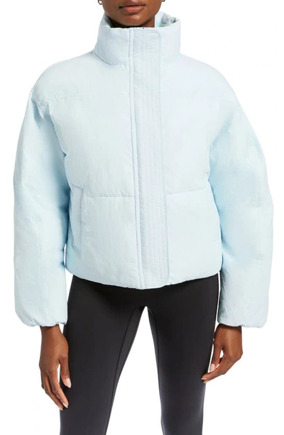 Shop Bandier Crop Puffer Jacket In Ice Melt