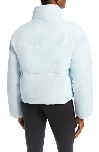 Shop Bandier Crop Puffer Jacket In Ice Melt