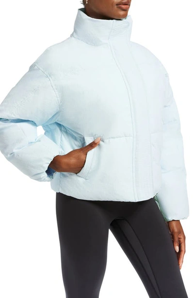 Shop Bandier Crop Puffer Jacket In Ice Melt