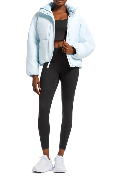 Shop Bandier Crop Puffer Jacket In Ice Melt