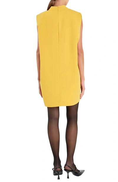 Shop English Factory Mock Neck Sleeveless Shift Dress In Yellow