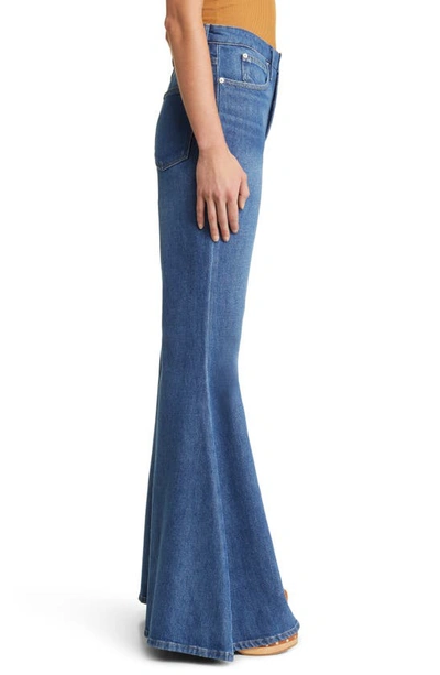 Frame Le Easy Flare Raw Hem Jeans In Lago Di Como