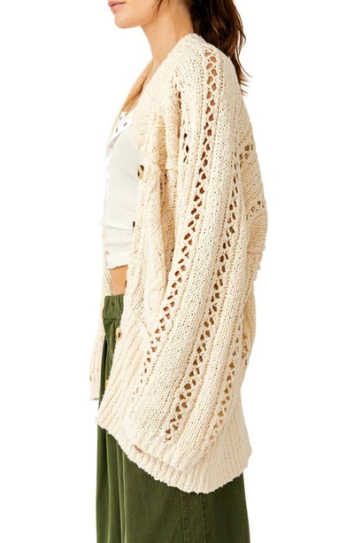 Shop Free People Cable Stitch Cardigan In Ivory