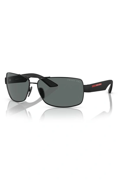 Shop Prada 65mm Oversize Polarized Pillow Sunglasses In Black