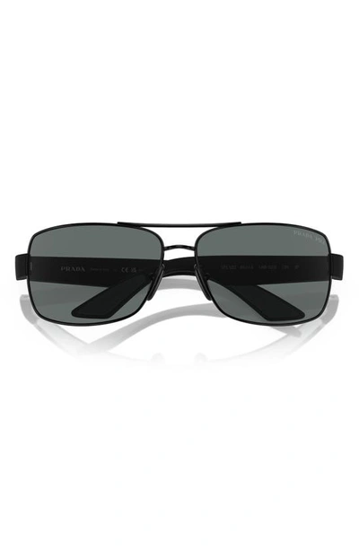 Shop Prada 65mm Oversize Polarized Pillow Sunglasses In Black