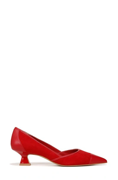Franco Sarto Darcy Womens Leather Pointed Toe Kitten Heels In Red