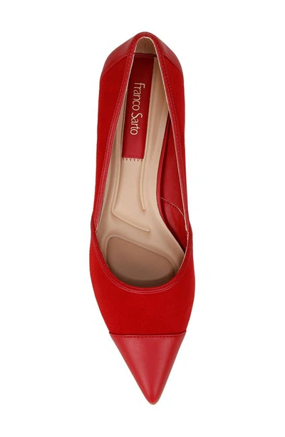 Franco Sarto Darcy Womens Leather Pointed Toe Kitten Heels In Red