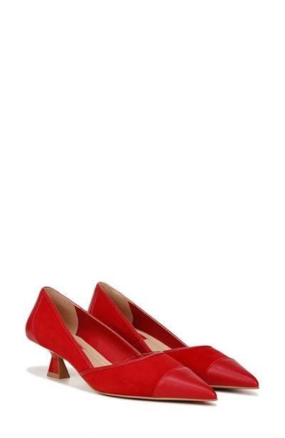 Franco Sarto Darcy Womens Leather Pointed Toe Kitten Heels In Red