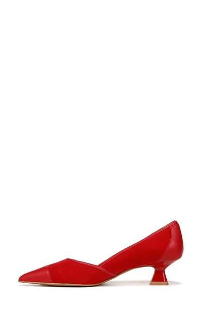 Franco Sarto Darcy Womens Leather Pointed Toe Kitten Heels In Red