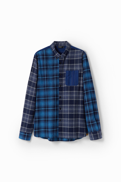 Shop Desigual Plaid Flannel Shirt In Blue
