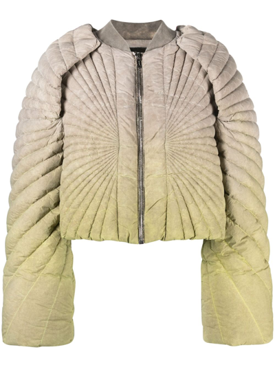 Shop Moncler Genius Green Radiance Padded Cropped Jacket In Neutrals