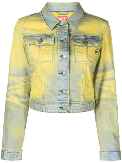 Shop Diesel Blue De-slimmy-s Denim Jacket - Women's - Cotton/polyester/elastane In Green