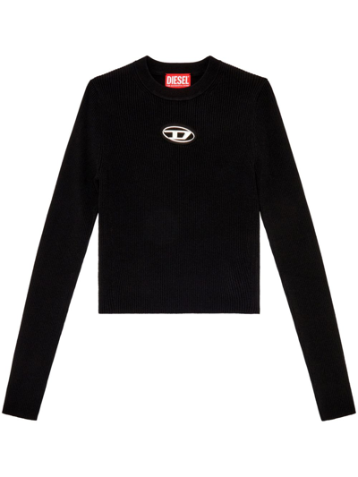Shop Diesel M-valary Logo-plaque Sweater - Women's - Viscose/polyester In Black