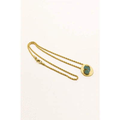 Shop Galasia Golden Brass Necklace And Blue Apatite