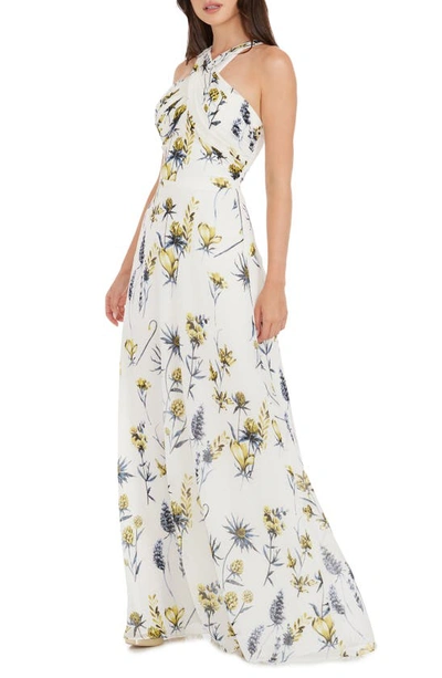 Shop Dress The Population Brenna Floral Sheath Gown In White Multi