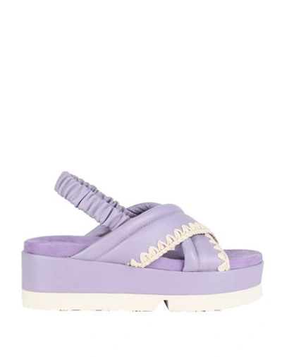 Shop Mou Woman Sandals Lilac Size 11 Lambskin In Purple