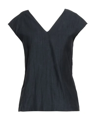 Alpha Studio Woman Top Midnight Blue Size 2 Linen, Viscose, Polyamide In Blue