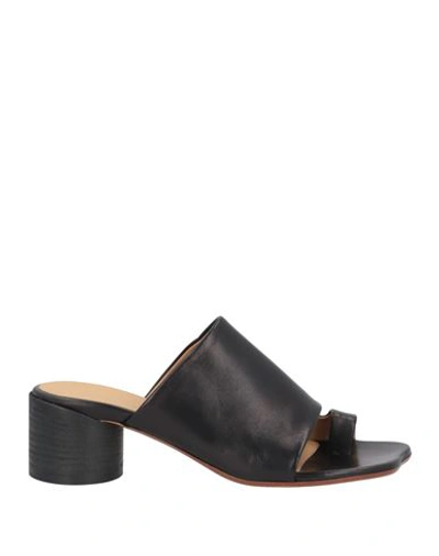 Shop Mm6 Maison Margiela Woman Thong Sandal Black Size 8 Soft Leather