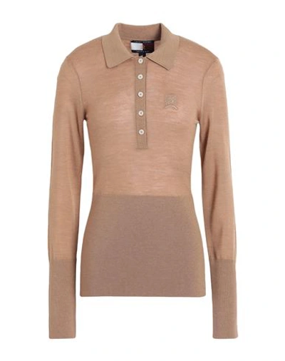Shop Tommy Hilfiger Hilfiger Collection Woman Sweater Camel Size M Wool, Polyester, Elastane In Beige