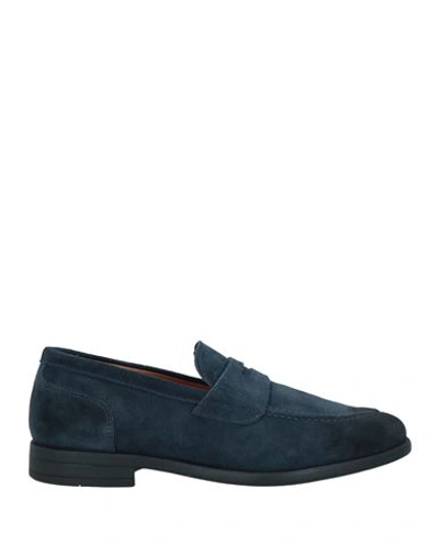 Shop Nero Giardini Man Loafers Navy Blue Size 8 Leather