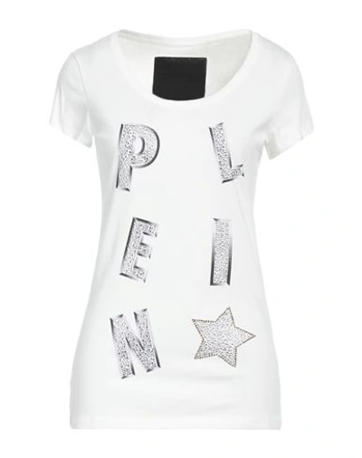 Shop Philipp Plein Woman T-shirt Off White Size S Cotton