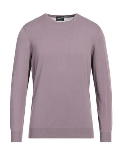 Shop Drumohr Man Sweater Mauve Size 40 Cotton In Purple