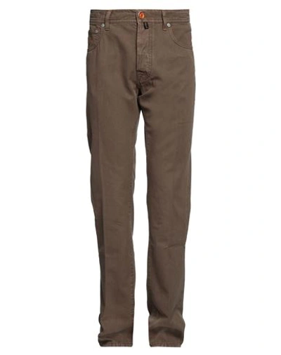 Shop Jacob Cohёn Man Jeans Light Brown Size 34 Cotton, Hemp In Beige