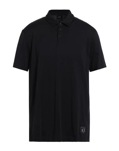 Shop Armani Exchange Man Polo Shirt Black Size Xs Pima Cotton
