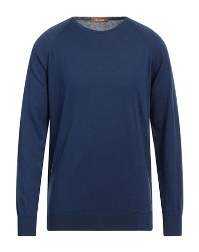 Shop Obvious Basic Man Sweater Navy Blue Size Xxl Cotton, Cashmere
