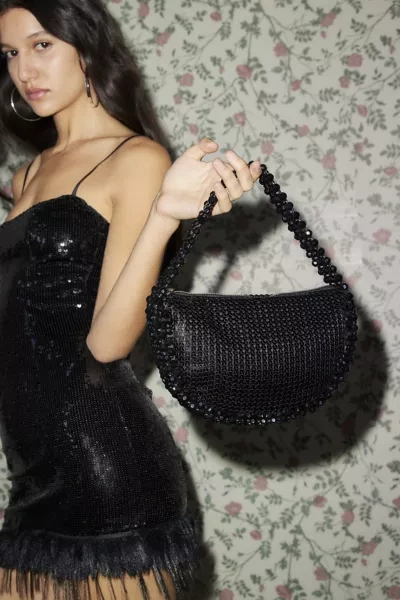 Shop Hvisk Tori Sequins Mini Baguette Bag In Black, Women's At Urban Outfitters