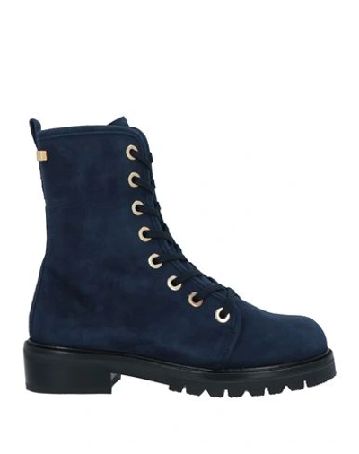 Shop Stuart Weitzman Woman Ankle Boots Navy Blue Size 5.5 Soft Leather