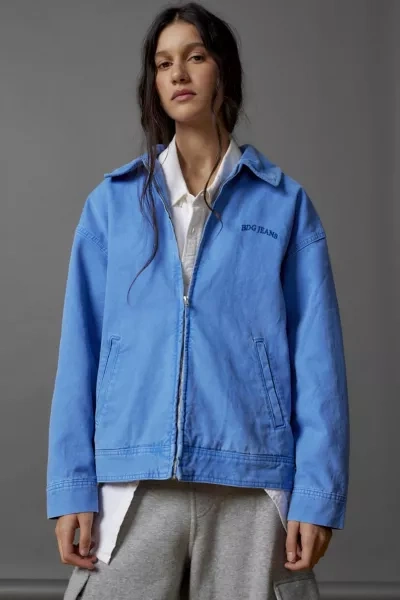 Shop Bdg Dex Canvas Oversized Workwear Jacket In Light Blue, Women's At Urban Outfitters