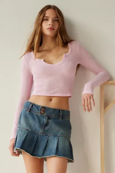 Shop Out From Under Lias Notch Neck Top In Pink, Women's At Urban Outfitters