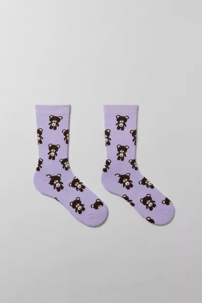 Shop Urban Outfitters Tossed Bears Crew Sock In Lavender, Men's At