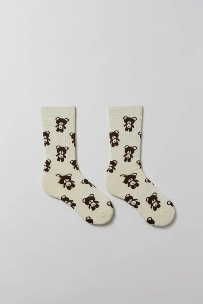 Shop Urban Outfitters Tossed Bears Crew Sock In Cream, Men's At